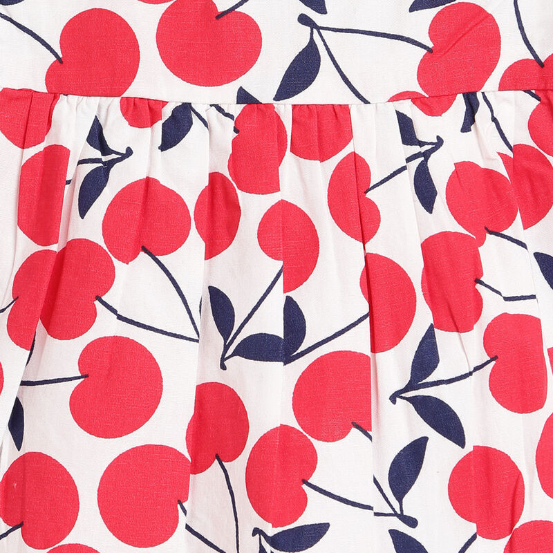 Girls White & Red Printed Short Sleeve Dress image number null